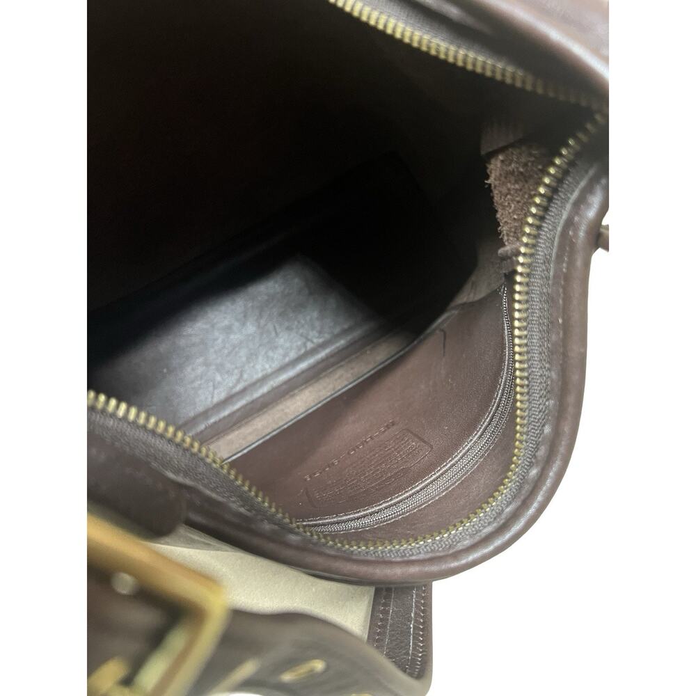 COACH VTG #9058 Legacy Leather Zip Top Hobo Shoulder Bag Dark Brown USA Brass - Picture 13 of 15